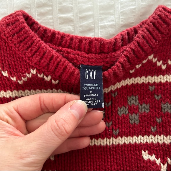 3 for $20 GAP Chunky Knit Nordic Style Christmas Reindeer Sweater Sz 2T - Picture 2 of 2